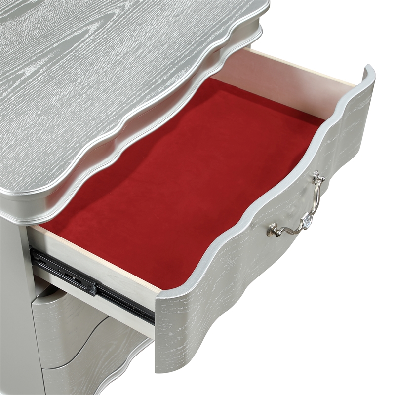 Eros Queen 4PC Bedroom Set with Manufactured Wood & Tufted Detailing in Silver