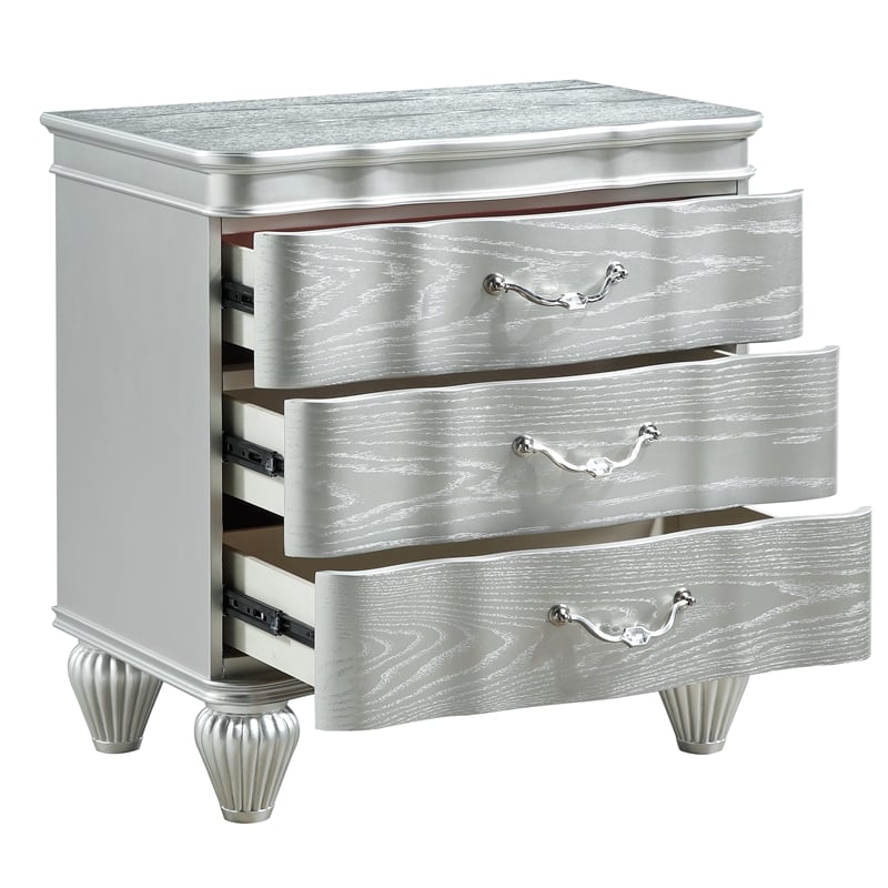 Eros Queen 5PC Bedroom Set with Manufactured Wood & Tufted Detailing in Silver