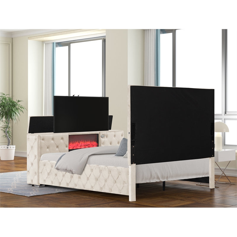 Encore 5PC Queen Bedroom Set including Manufactured Wood & Fireplace in Beige