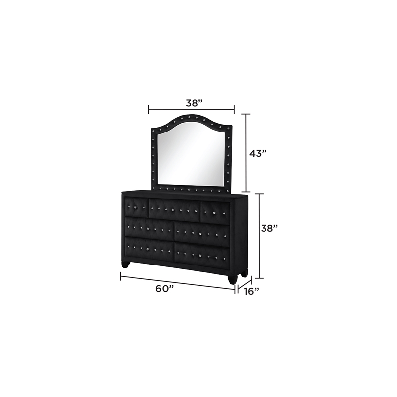 Encore 5PC Queen Bedroom Set including Manufactured Wood & Fireplace in Black