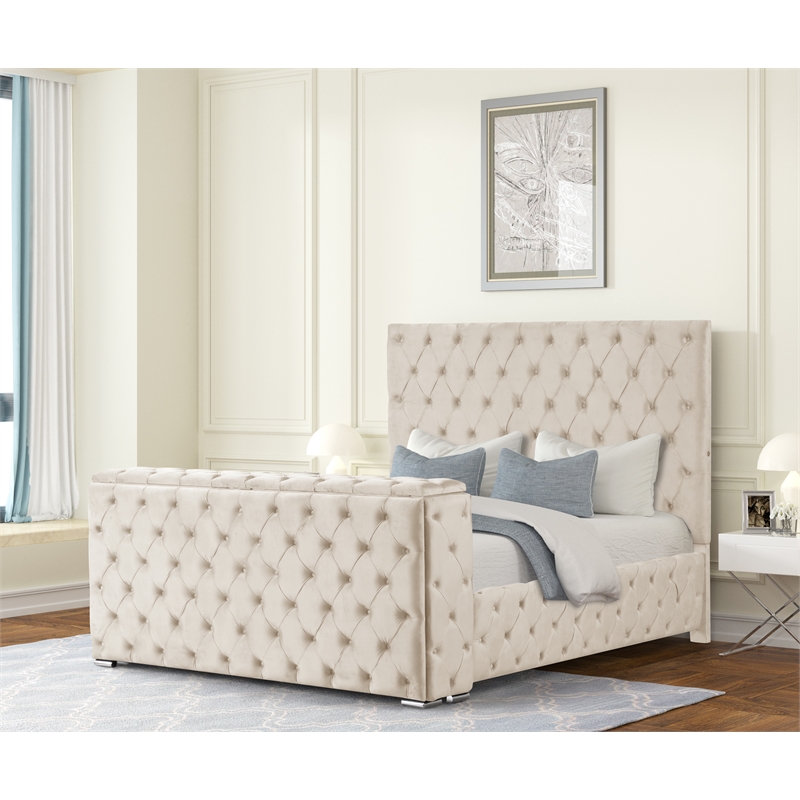 Encore 4PC Queen Vanity Set including Manufactured Wood & Fireplace in Beige