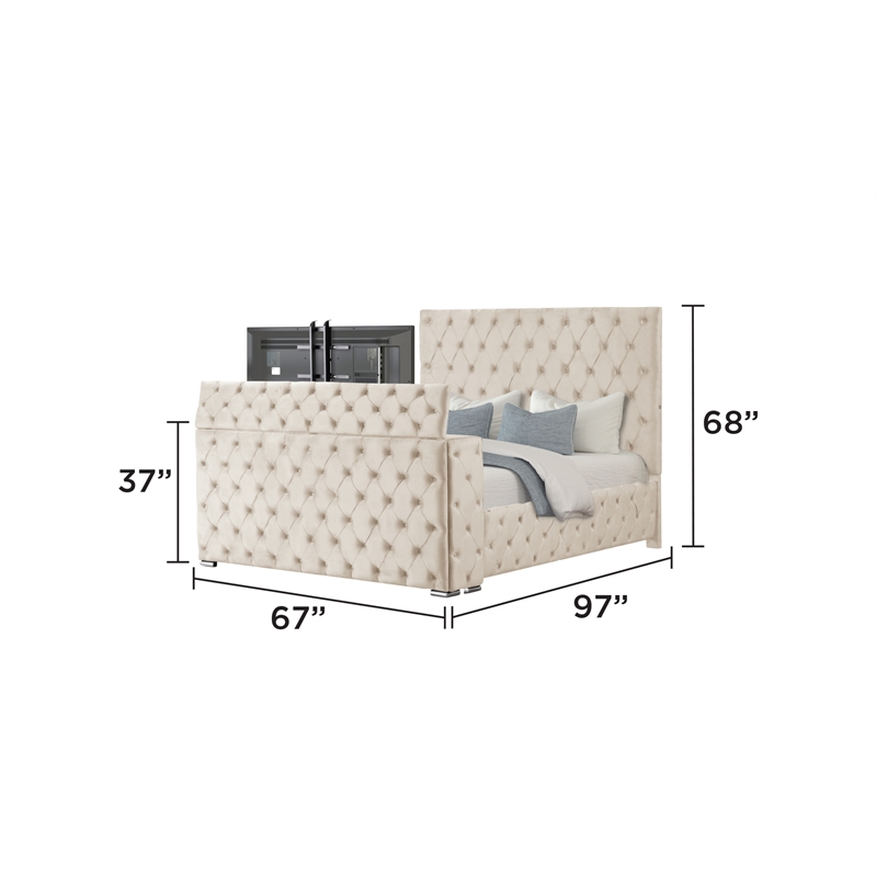 Encore 4PC Queen Vanity Set including Manufactured Wood & Fireplace in Beige