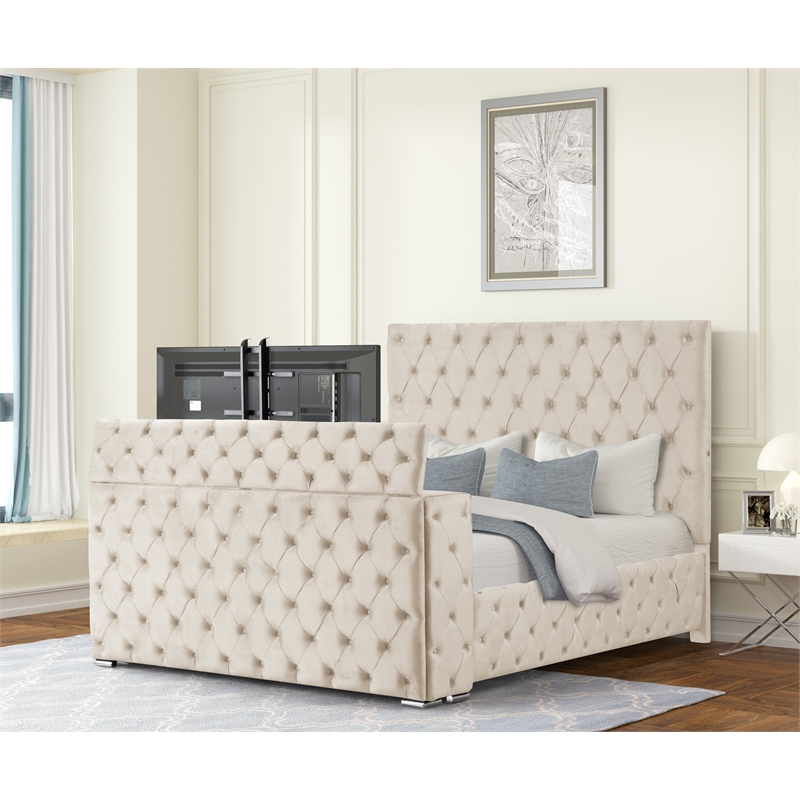 Encore 4PC King Vanity Set including Manufactured Wood & Fireplace in Beige