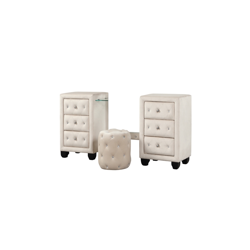 Encore 4PC King Vanity Set including Manufactured Wood & Fireplace in Beige