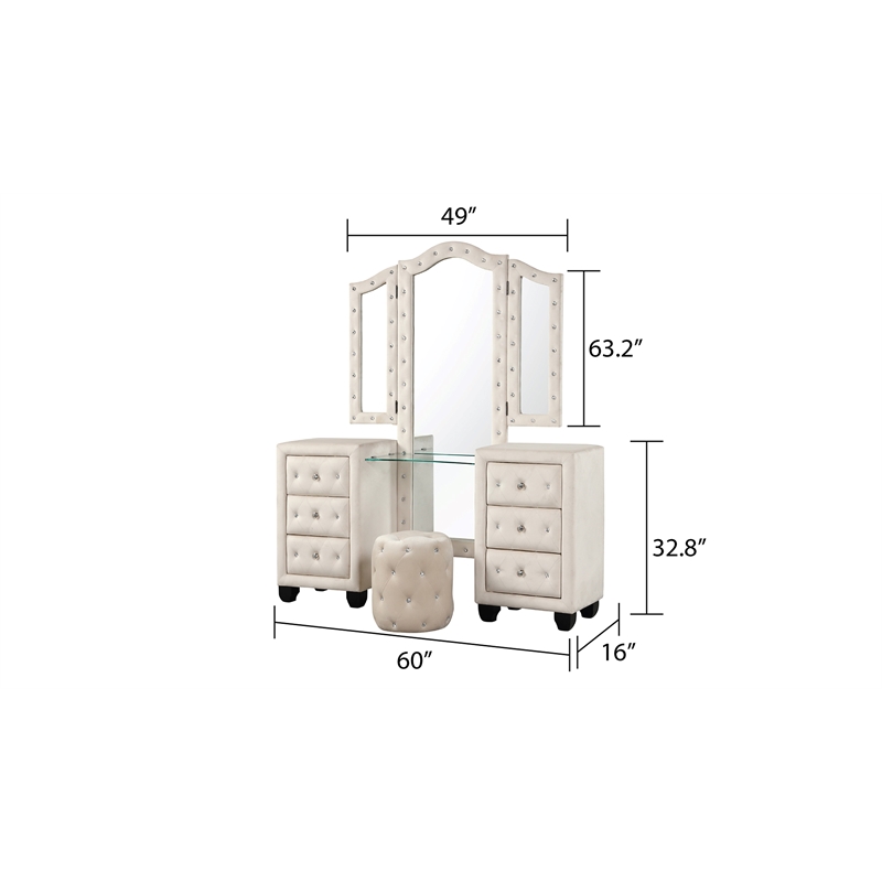 Encore 5PC King Vanity Set including Manufactured Wood & Fireplace in Beige