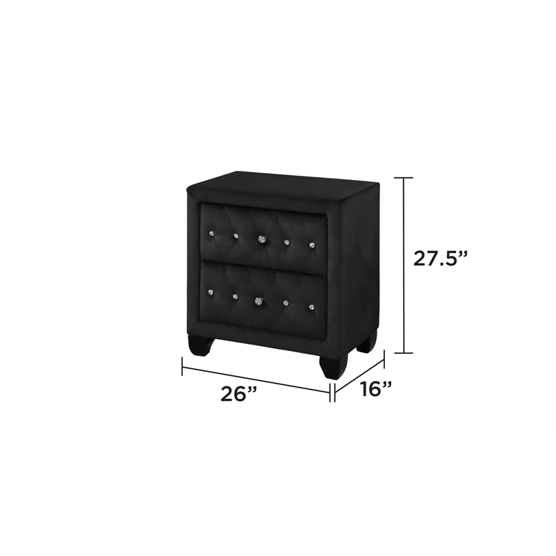 Encore 4PC Queen Vanity Set including Manufactured Wood & Fireplace in Black