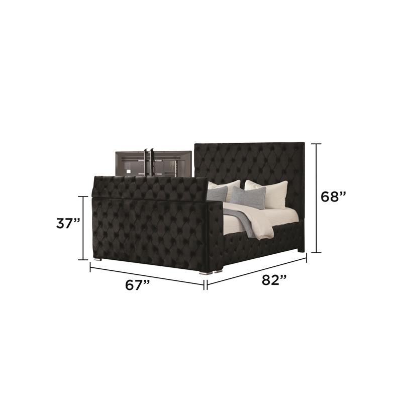 Encore 5PC Queen Vanity Set including Manufactured Wood & Fireplace in Black