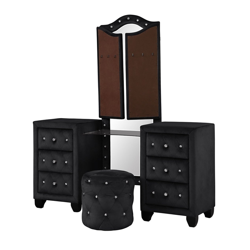 Encore 5PC King Vanity Set including Manufactured Wood & Fireplace in Black