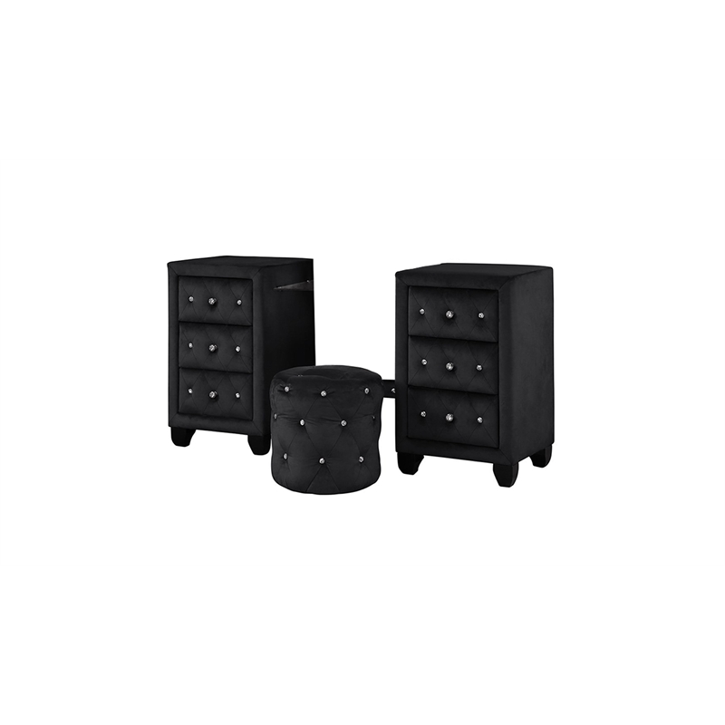 Encore 5PC King Vanity Set including Manufactured Wood & Fireplace in Black