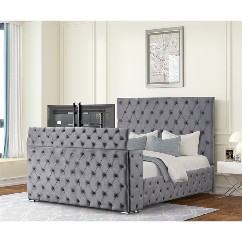 Encore 4PC Queen Bedroom Set including Manufactured Wood & Fireplace in Gray