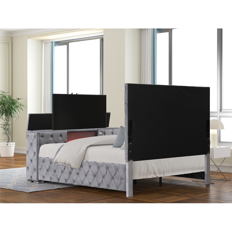 Encore 4PC Queen Vanity Set including Manufactured Wood & Fireplace in Gray