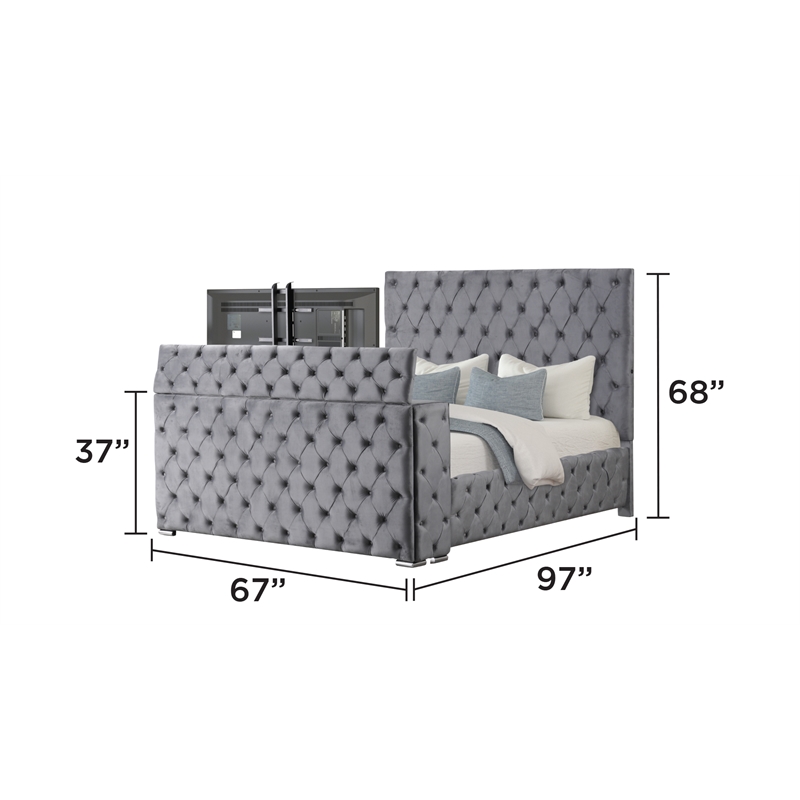 Encore 5PC Queen Vanity Set including Manufactured Wood & Fireplace in Gray