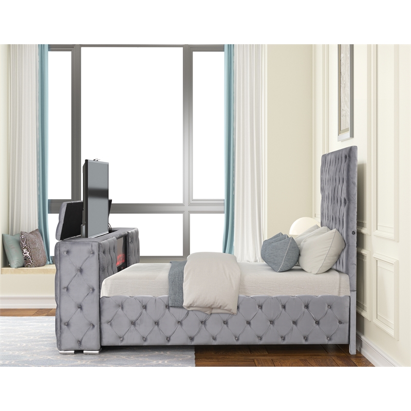 Encore 4PC King Vanity Set including Manufactured Wood & Fireplace in Gray