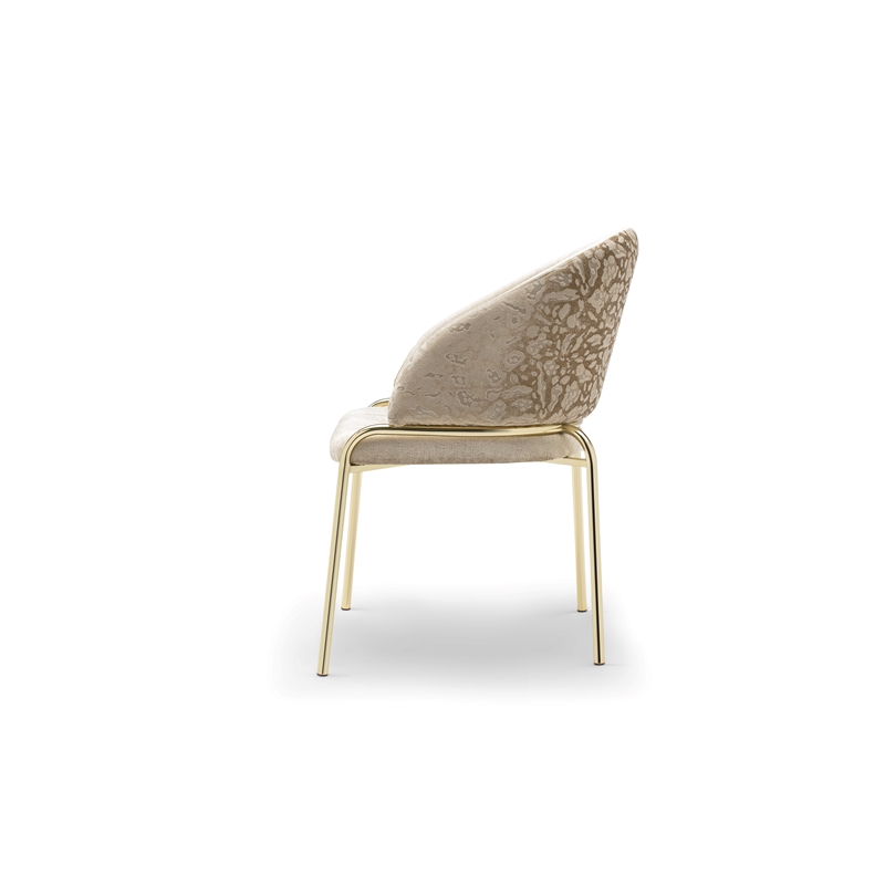 Onyx Modern Chair With Gold Legs - Velvet Fabric & Beige Color