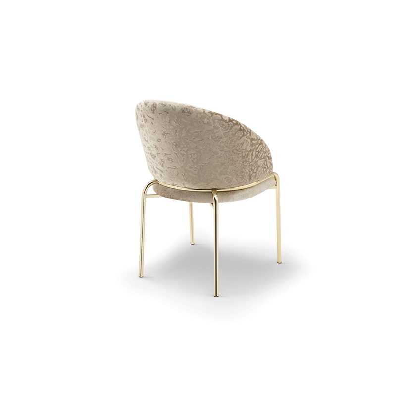 Onyx Modern Chair With Gold Legs - Velvet Fabric & Beige Color
