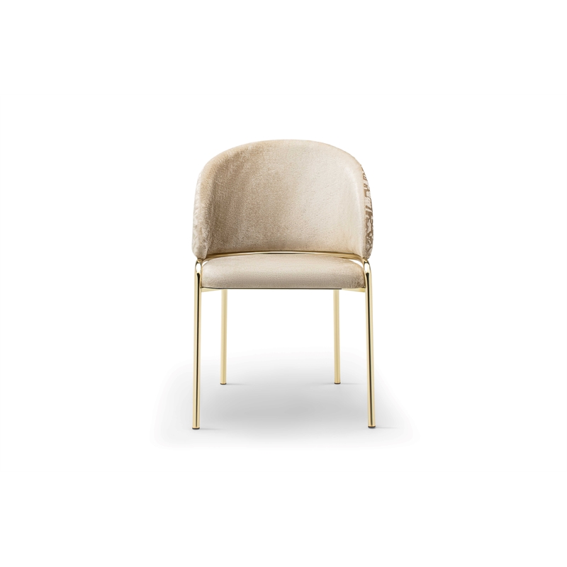 Onyx Modern Chair With Gold Legs - Velvet Fabric & Beige Color