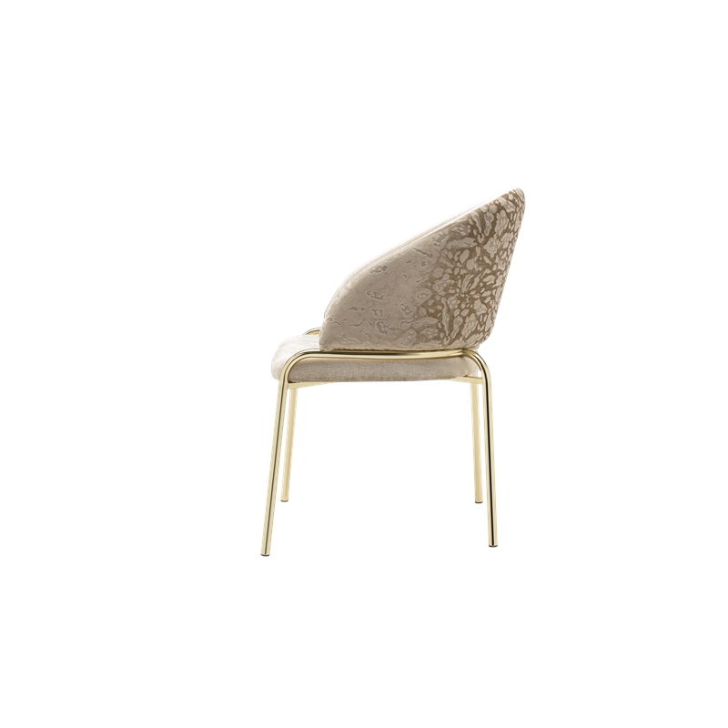 Onyx Modern Chair With Gold Legs - Velvet Fabric & Beige Color