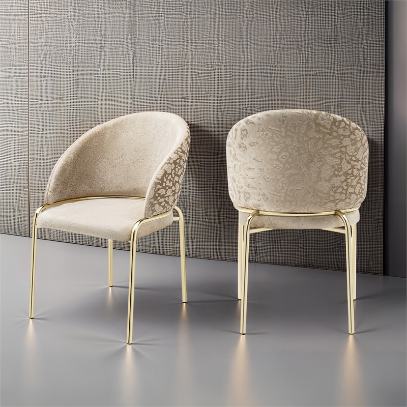 Onyx Modern Chair With Gold Legs - Velvet Fabric & Beige Color