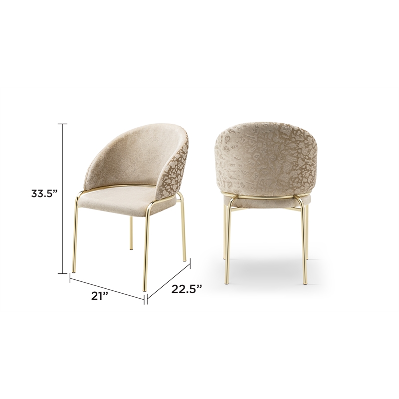 Onyx Modern Chair With Gold Legs - Velvet Fabric & Beige Color
