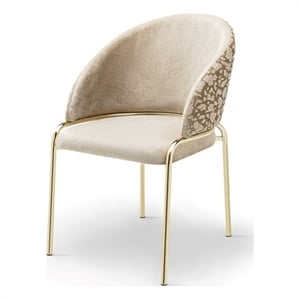 Onyx Modern Chair With Gold Legs - Velvet Fabric & Beige Color