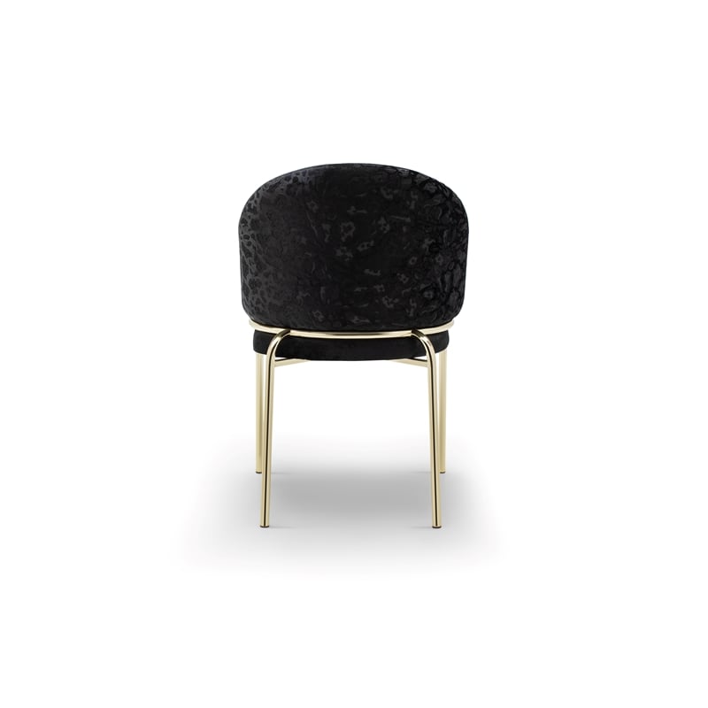 Onyx Modern Chair With Gold Legs - Velvet Fabric & Black Color