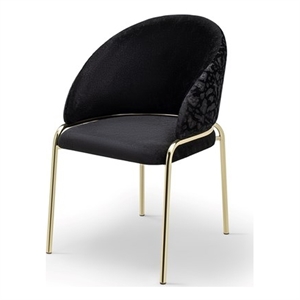 Onyx Modern Chair With Gold Legs - Velvet Fabric & Black Color