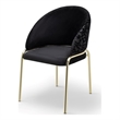 Onyx Modern Chair With Gold Legs - Velvet Fabric & Black Color
