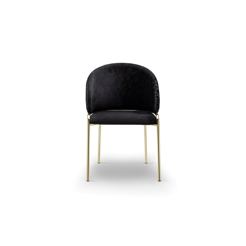 Onyx Modern Chair With Gold Legs - Velvet Fabric & Black Color