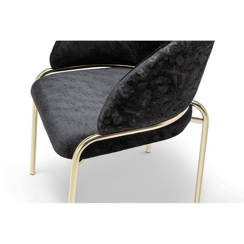 Onyx Modern Chair With Gold Legs - Velvet Fabric & Black Color