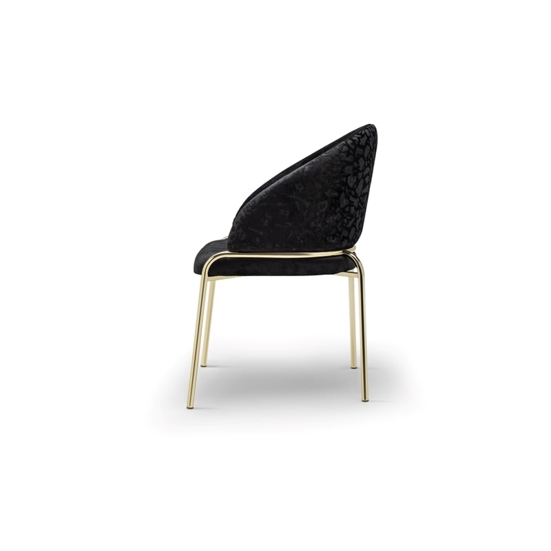 Onyx Modern Chair With Gold Legs - Velvet Fabric & Black Color
