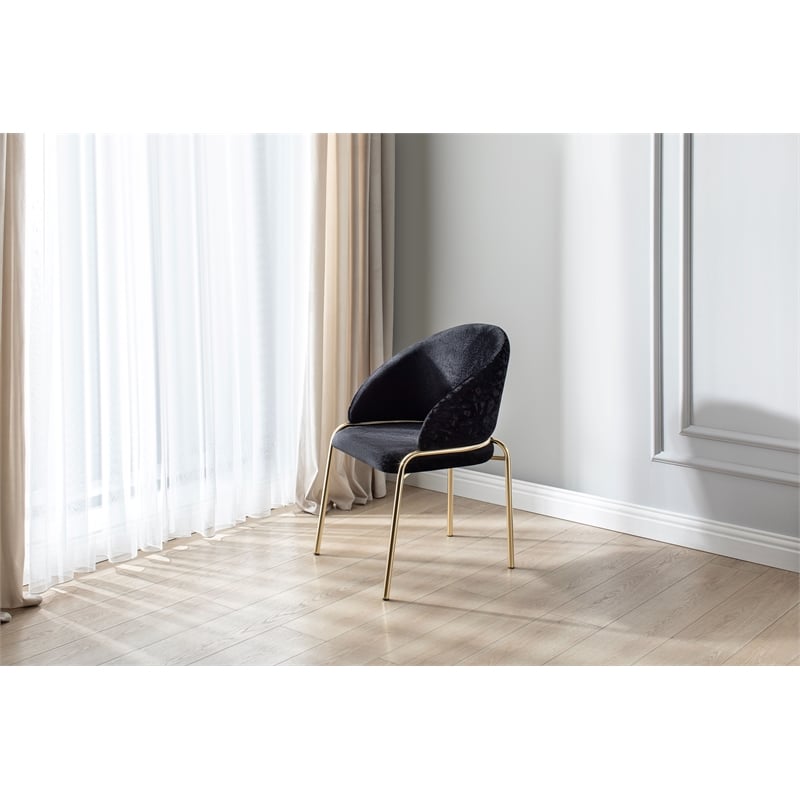 Onyx Modern Chair With Gold Legs - Velvet Fabric & Black Color