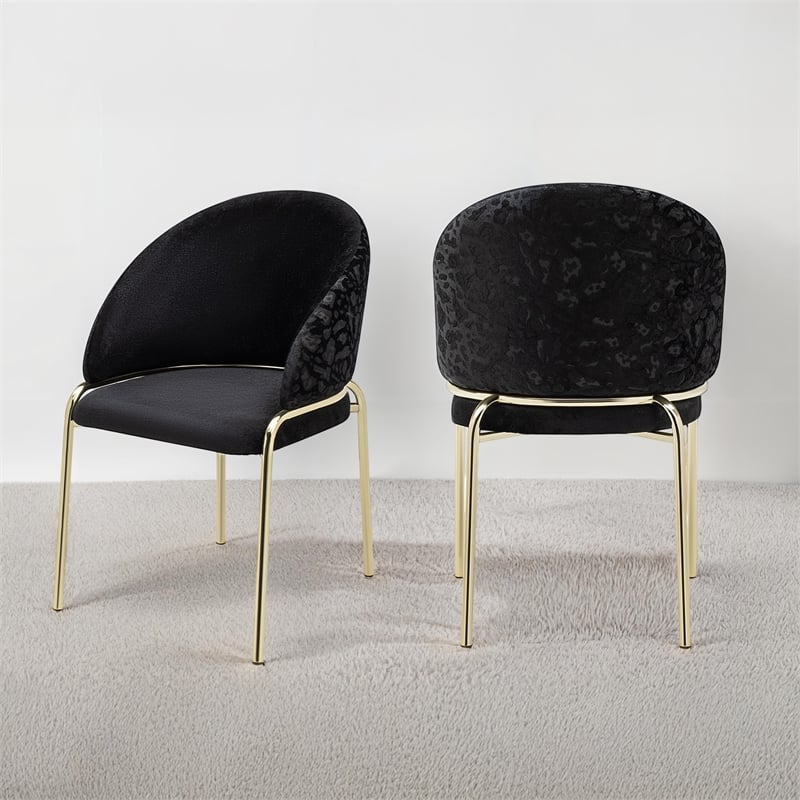 Onyx Modern Chair With Gold Legs - Velvet Fabric & Black Color