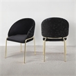 Onyx Modern Chair With Gold Legs - Velvet Fabric & Black Color