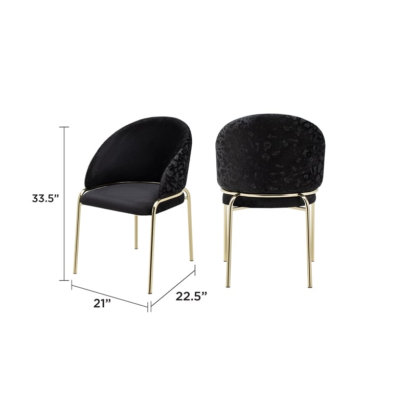 Onyx Modern Chair With Gold Legs - Velvet Fabric & Black Color
