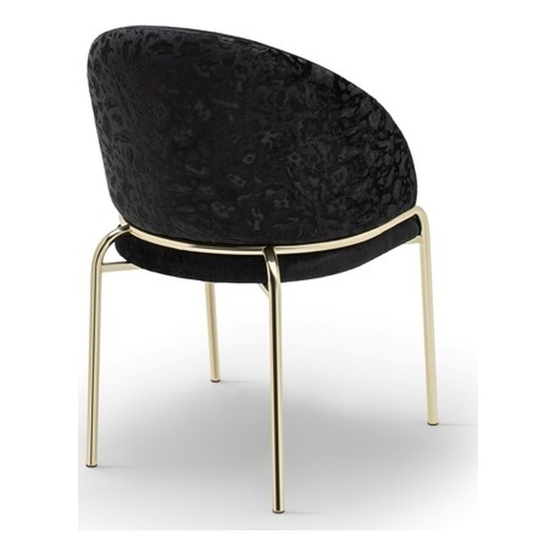 Onyx Modern Chair With Gold Legs - Velvet Fabric & Black Color