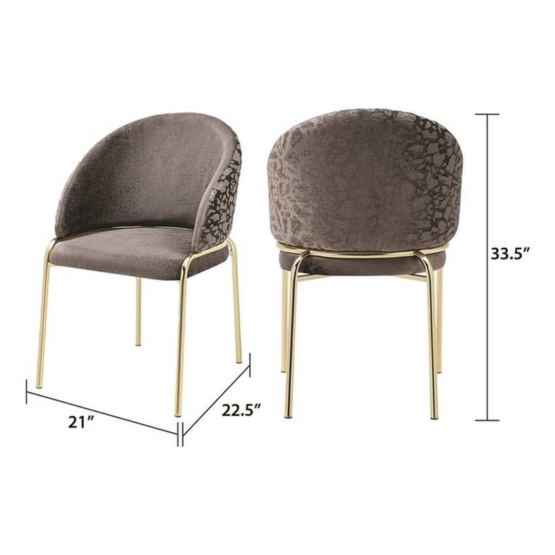 Onyx Modern Chair With Gold Legs- Velvet Fabric & Drak Gray Color