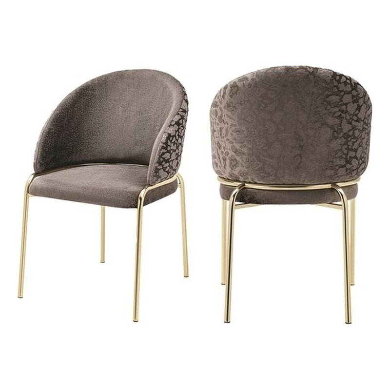 Onyx Modern Chair With Gold Legs- Velvet Fabric & Drak Gray Color