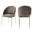 Onyx Modern Chair With Gold Legs- Velvet Fabric & Drak Gray Color