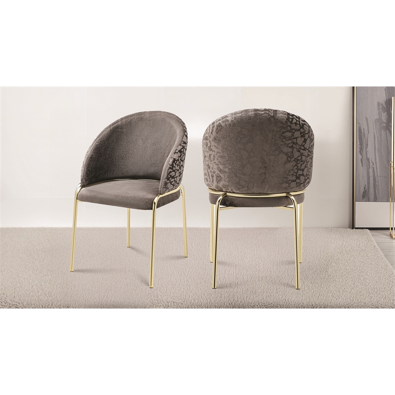 Onyx Modern Chair With Gold Legs- Velvet Fabric & Drak Gray Color