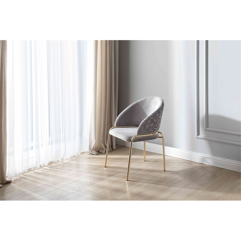 Onyx Modern Chair With Gold Legs - Velvet Fabric & Light Gray Color