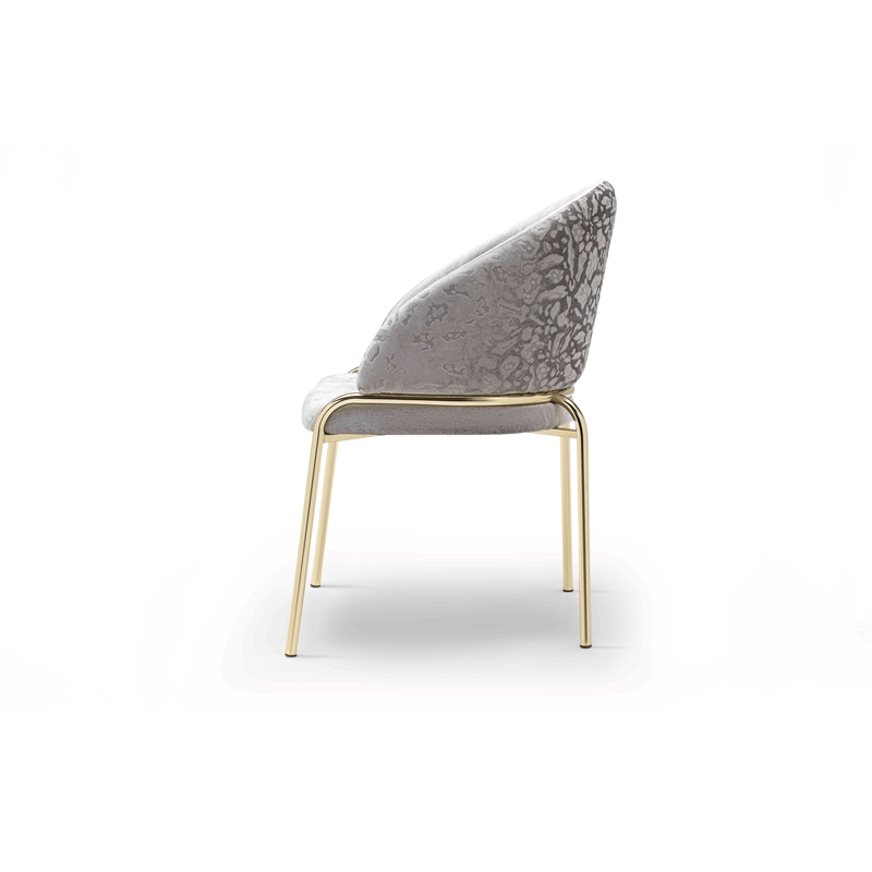 Onyx Modern Chair With Gold Legs - Velvet Fabric & Light Gray Color