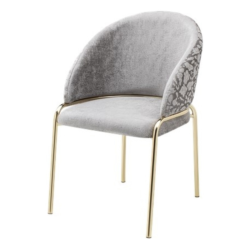Onyx Modern Chair With Gold Legs - Velvet Fabric & Light Gray Color