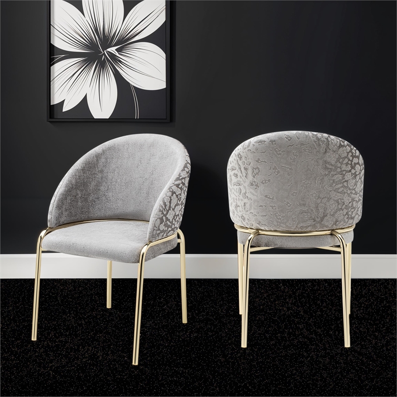 Onyx Modern Chair With Gold Legs - Velvet Fabric & Light Gray Color