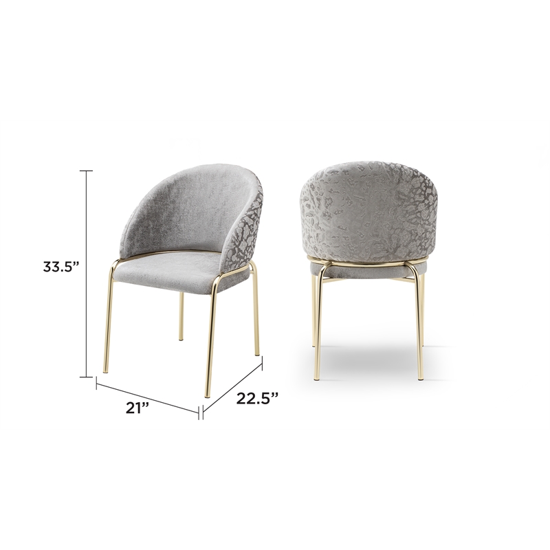 Onyx Modern Chair With Gold Legs - Velvet Fabric & Light Gray Color