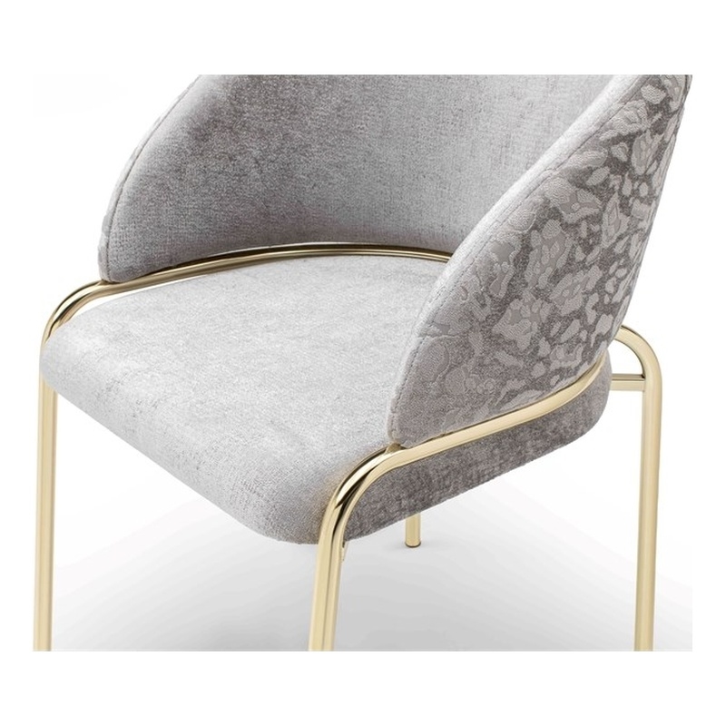 Onyx Modern Chair With Gold Legs - Velvet Fabric & Light Gray Color