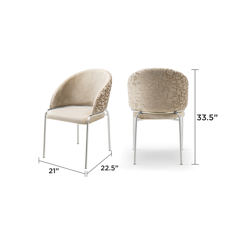 Onyx Chair with Stainless Legs - Velvet Fabric & Light Beige Color