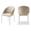Onyx Chair with Stainless Legs - Velvet Fabric & Light Beige Color