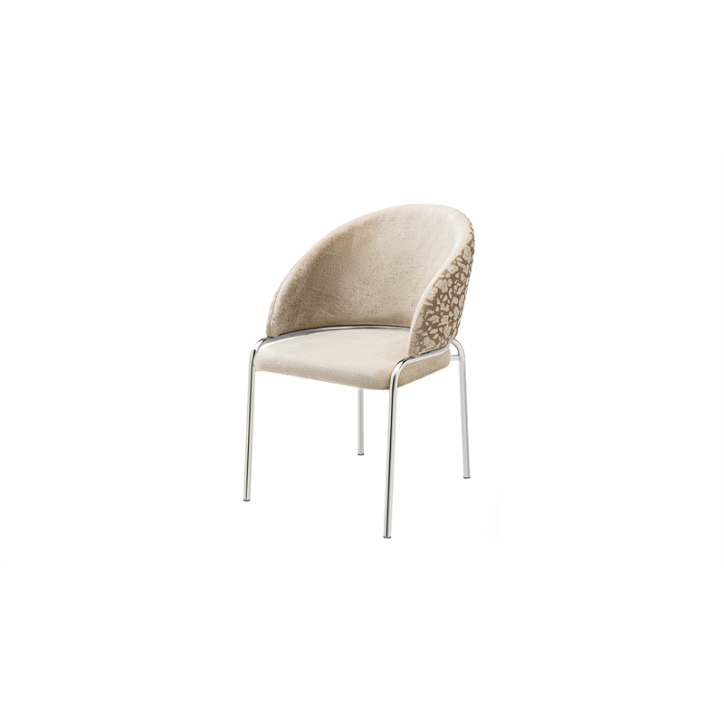 Onyx Chair with Stainless Legs - Velvet Fabric & Light Beige Color