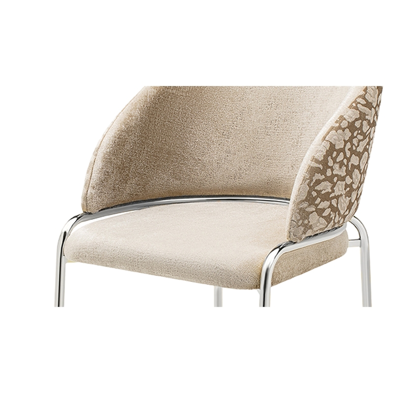 Onyx Chair with Stainless Legs - Velvet Fabric & Light Beige Color