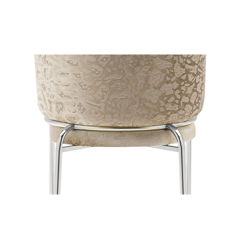 Onyx Chair with Stainless Legs - Velvet Fabric & Light Beige Color